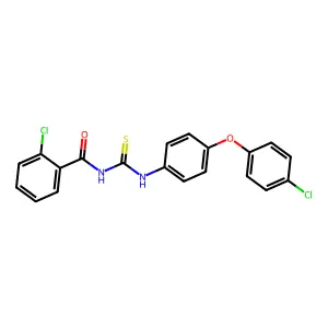2-chloro-N-[[4-(4-chlorophenoxy)phenyl]carbamothioyl]benzamide structure