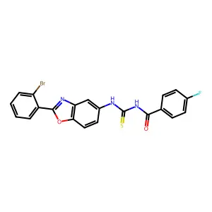 N-[[2-(2-bromophenyl)-1,3-benzoxazol-5-yl]carbamothioyl]-4-fluorobenzamide structure