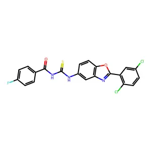 N-[[2-(2,5-dichlorophenyl)-1,3-benzoxazol-5-yl]carbamothioyl]-4-fluorobenzamide structure
