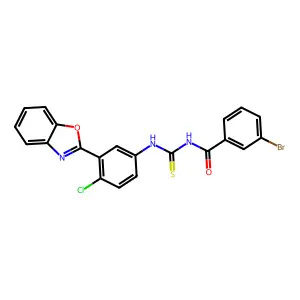 N-[[3-(1,3-benzoxazol-2-yl)-4-chlorophenyl]carbamothioyl]-3-bromobenzamide structure
