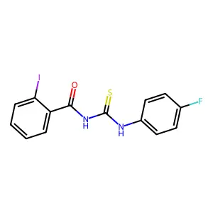 N-[(4-fluorophenyl)carbamothioyl]-2-iodobenzamide structure