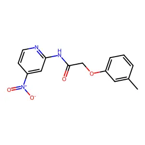 2-(3-methylphenoxy)-N-(4-nitropyridin-2-yl)acetamide structure