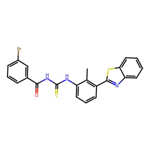N-[[3-(1,3-benzothiazol-2-yl)-2-methylphenyl]carbamothioyl]-3-bromobenzamide structure