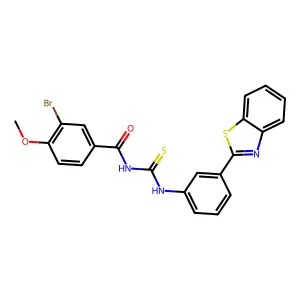 N-[[3-(1,3-benzothiazol-2-yl)phenyl]carbamothioyl]-3-bromo-4-methoxybenzamide structure