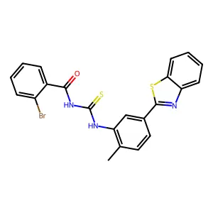 N-[[5-(1,3-benzothiazol-2-yl)-2-methylphenyl]carbamothioyl]-2-bromobenzamide structure