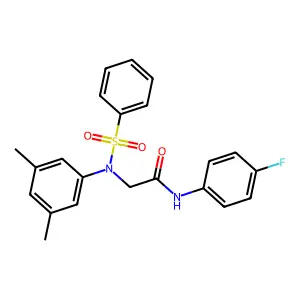 2-[N-(benzenesulfonyl)-3,5-dimethylanilino]-N-(4-fluorophenyl)acetamide structure