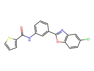 N-[3-(5-chloro-1,3-benzoxazol-2-yl)phenyl]thiophene-2-carboxamide structure