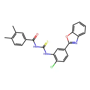 N-[[5-(1,3-benzoxazol-2-yl)-2-chlorophenyl]carbamothioyl]-3,4-dimethylbenzamide structure