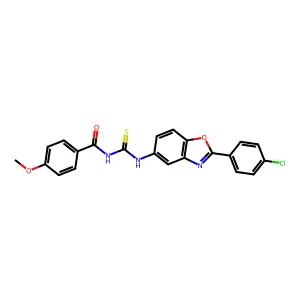 N-[[2-(4-chlorophenyl)-1,3-benzoxazol-5-yl]carbamothioyl]-4-methoxybenzamide structure