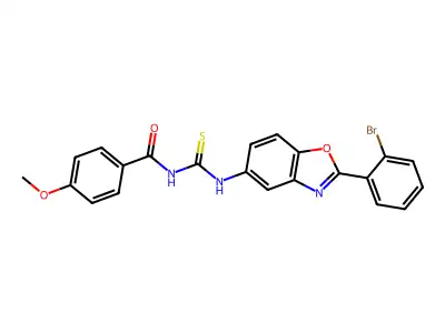 N-[[2-(2-bromophenyl)-1,3-benzoxazol-5-yl]carbamothioyl]-4-methoxybenzamide structure