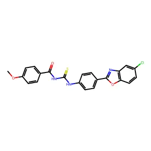 N-[[4-(5-chloro-1,3-benzoxazol-2-yl)phenyl]carbamothioyl]-4-methoxybenzamide structure