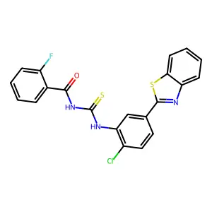 N-[[5-(1,3-benzothiazol-2-yl)-2-chlorophenyl]carbamothioyl]-2-fluorobenzamide structure