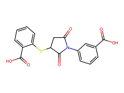 2-((1-(3-Carboxyphenyl)-2,5-dioxopyrrolidin-3-yl)thio)benzoic acid structure
