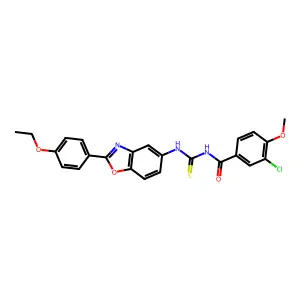 3-chloro-N-[[2-(4-ethoxyphenyl)-1,3-benzoxazol-5-yl]carbamothioyl]-4-methoxybenzamide structure