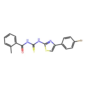N-[[4-(4-bromophenyl)-1,3-thiazol-2-yl]carbamothioyl]-2-methylbenzamide structure