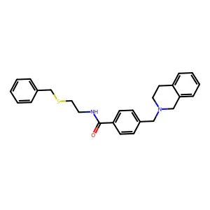 N-(2-benzylsulfanylethyl)-4-(3,4-dihydro-1H-isoquinolin-2-ylmethyl)benzamide structure