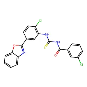 N-[[5-(1,3-benzoxazol-2-yl)-2-chlorophenyl]carbamothioyl]-3-chlorobenzamide structure