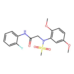 2-(2,5-dimethoxy-N-methylsulfonylanilino)-N-(2-fluorophenyl)acetamide structure