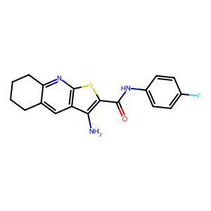 3-amino-N-(4-fluorophenyl)-5,6,7,8-tetrahydrothieno[2,3-b]quinoline-2-carboxamide structure
