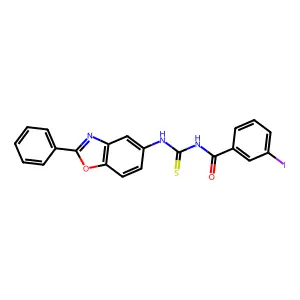 3-iodo-N-[(2-phenyl-1,3-benzoxazol-5-yl)carbamothioyl]benzamide structure