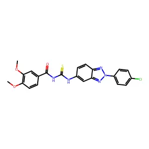N-[[2-(4-chlorophenyl)benzotriazol-5-yl]carbamothioyl]-3,4-dimethoxybenzamide structure