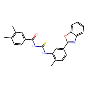 N-[[5-(1,3-benzoxazol-2-yl)-2-methylphenyl]carbamothioyl]-3,4-dimethylbenzamide structure