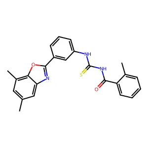 N-[[3-(5,7-dimethyl-1,3-benzoxazol-2-yl)phenyl]carbamothioyl]-2-methylbenzamide structure