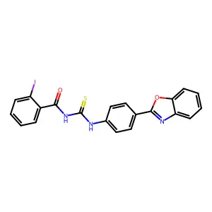 N-[[4-(1,3-benzoxazol-2-yl)phenyl]carbamothioyl]-2-iodobenzamide structure