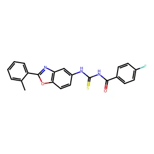 4-fluoro-N-[[2-(2-methylphenyl)-1,3-benzoxazol-5-yl]carbamothioyl]benzamide structure