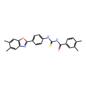 N-[[4-(5,6-dimethyl-1,3-benzoxazol-2-yl)phenyl]carbamothioyl]-3,4-dimethylbenzamide structure