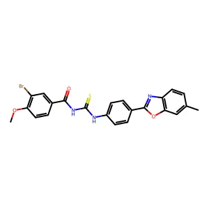 3-bromo-4-methoxy-N-[[4-(6-methyl-1,3-benzoxazol-2-yl)phenyl]carbamothioyl]benzamide structure
