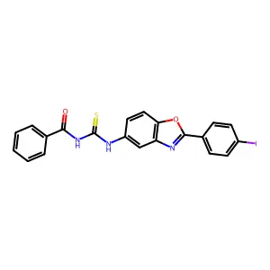 N-[[2-(4-iodophenyl)-1,3-benzoxazol-5-yl]carbamothioyl]benzamide structure