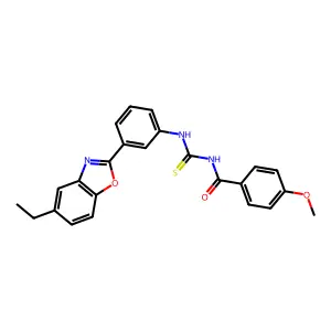 N-[[3-(5-ethyl-1,3-benzoxazol-2-yl)phenyl]carbamothioyl]-4-methoxybenzamide structure