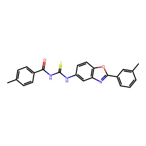 4-methyl-N-[[2-(3-methylphenyl)-1,3-benzoxazol-5-yl]carbamothioyl]benzamide structure