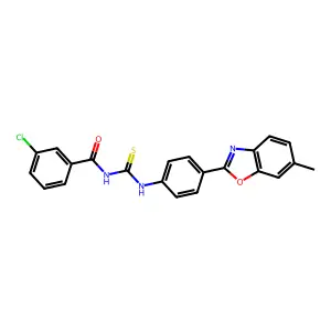 3-chloro-N-[[4-(6-methyl-1,3-benzoxazol-2-yl)phenyl]carbamothioyl]benzamide structure