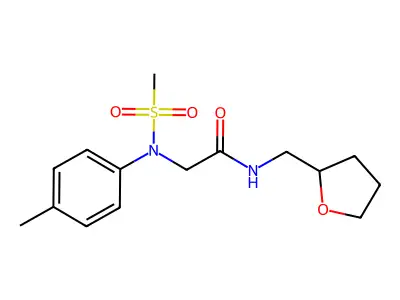 2-(4-methyl-N-methylsulfonylanilino)-N-(oxolan-2-ylmethyl)acetamide structure