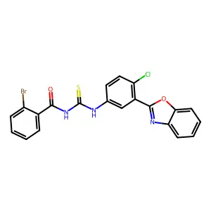 N-[[3-(1,3-benzoxazol-2-yl)-4-chlorophenyl]carbamothioyl]-2-bromobenzamide structure