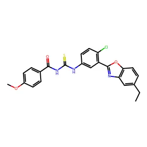 N-[[4-chloro-3-(5-ethyl-1,3-benzoxazol-2-yl)phenyl]carbamothioyl]-4-methoxybenzamide structure