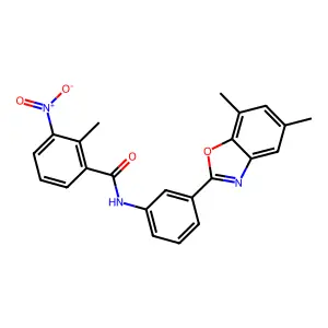N-[3-(5,7-dimethyl-1,3-benzoxazol-2-yl)phenyl]-2-methyl-3-nitrobenzamide structure