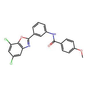 N-[3-(5,7-dichloro-1,3-benzoxazol-2-yl)phenyl]-4-methoxybenzamide structure