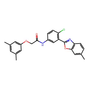 N-[4-chloro-3-(6-methyl-1,3-benzoxazol-2-yl)phenyl]-2-(3,5-dimethylphenoxy)acetamide structure