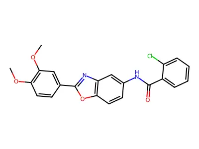 2-chloro-N-[2-(3,4-dimethoxyphenyl)-1,3-benzoxazol-5-yl]benzamide structure