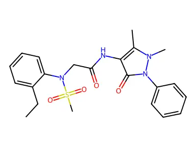 N-(1,5-dimethyl-3-oxo-2-phenylpyrazol-4-yl)-2-(2-ethyl-N-methylsulfonylanilino)acetamide structure
