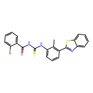 N-[[3-(1,3-benzothiazol-2-yl)-2-methylphenyl]carbamothioyl]-2-bromobenzamide structure