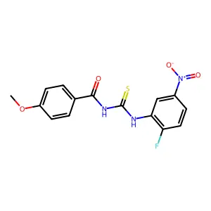 N-[(2-fluoro-5-nitrophenyl)carbamothioyl]-4-methoxybenzamide structure