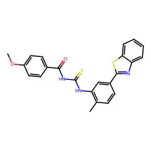 N-[[5-(1,3-benzothiazol-2-yl)-2-methylphenyl]carbamothioyl]-4-methoxybenzamide structure