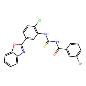N-[[5-(1,3-benzoxazol-2-yl)-2-chlorophenyl]carbamothioyl]-3-bromobenzamide structure