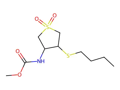 Methyl [4-(butylthio)-1,1-dioxidotetrahydro-3-thienyl]carbamate structure
