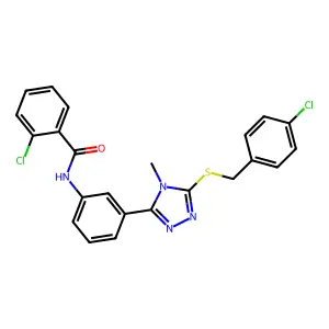 2-chloro-N-(3-{5-[(4-chlorobenzyl)sulfanyl]-4-methyl-4H-1,2,4-triazol-3-yl}phenyl)benzamide structure