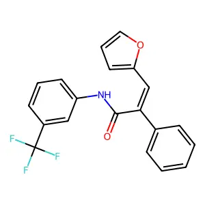 (E)-3-(furan-2-yl)-2-phenyl-N-[3-(trifluoromethyl)phenyl]prop-2-enamide structure